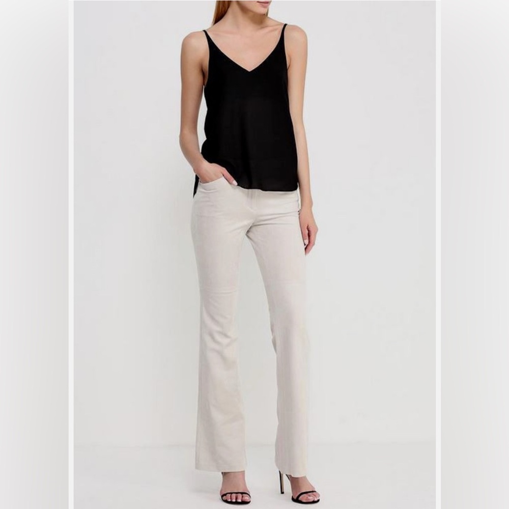 BCBG MAX AZRIA Steph Faux-Suede Flared Pants Canvas‎ Color SIZE 6 New $198.00
